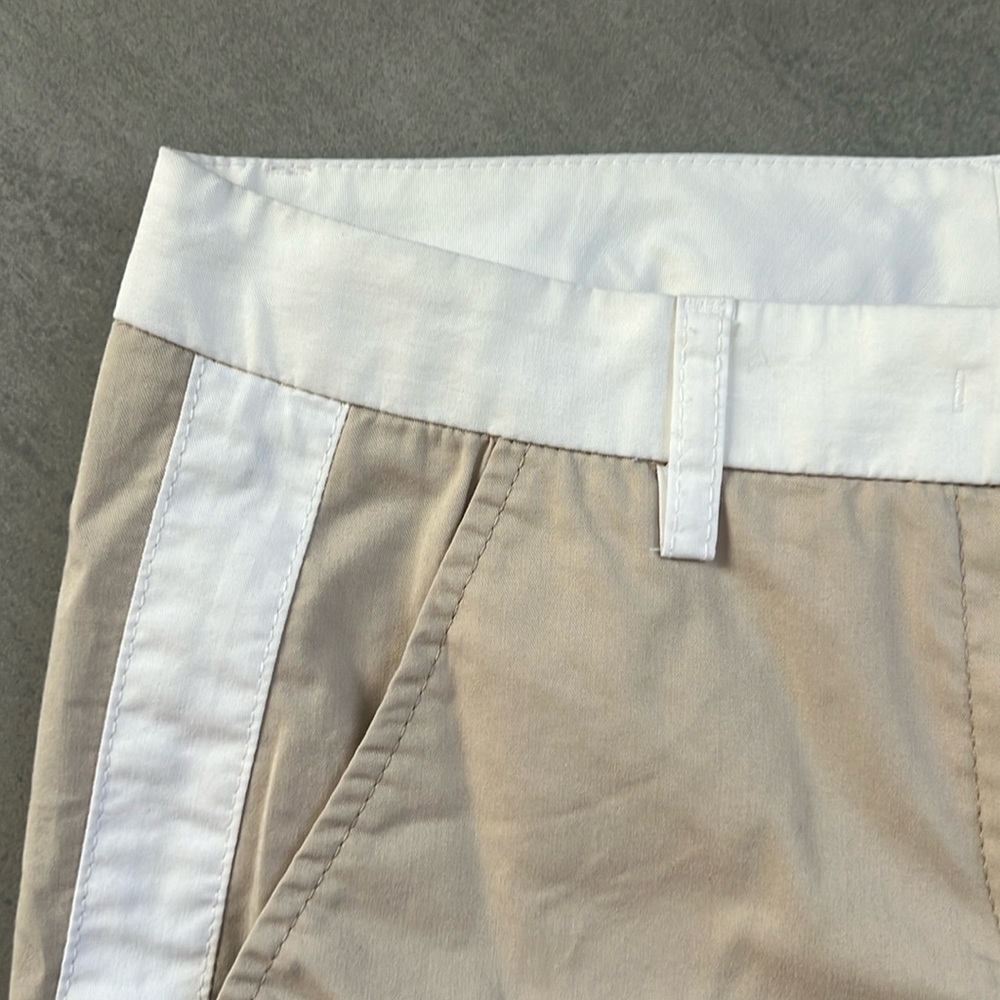 Tan & White Cigarette Trousers